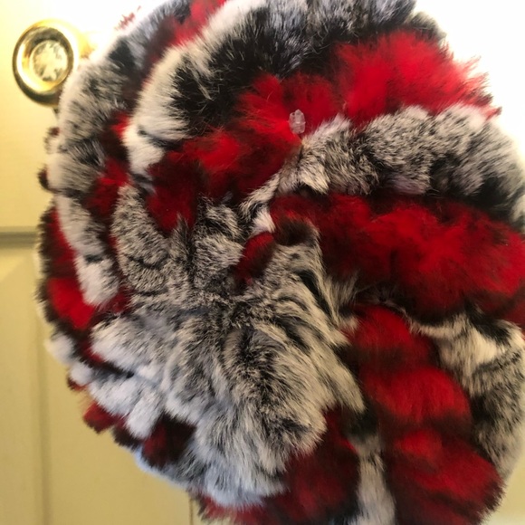 Authentic Fur Hat. Red & White. main image 9